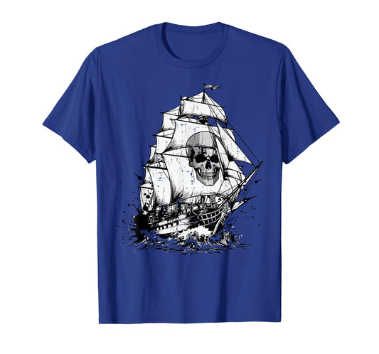 Pirate Ghost Ship Skull Vintage Costume Men Women Boys Kids T-Shirt