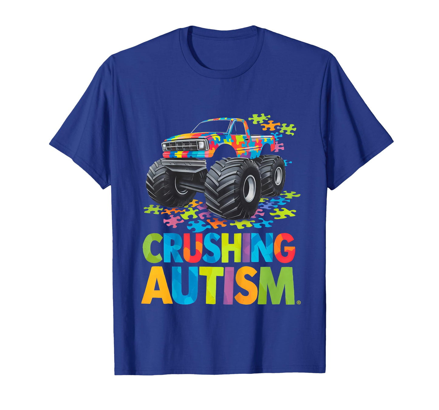 Kids Autism Awareness Monster Truck Crushing Austim Kids Toddlers T-Shirt