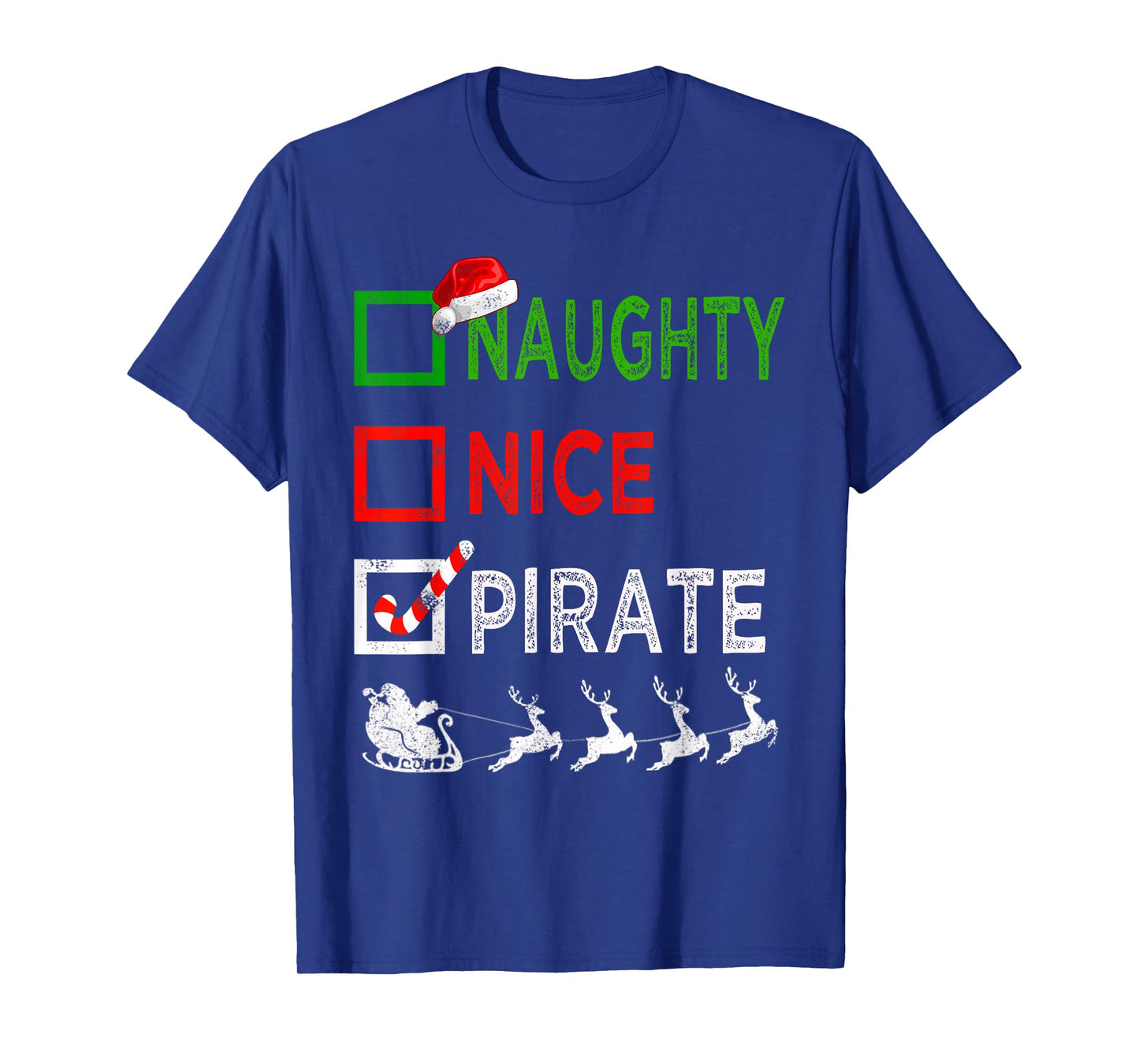 Naughty Nice Pirate Christmas Pajamas Funny Santa Hat Xmas T-Shirt