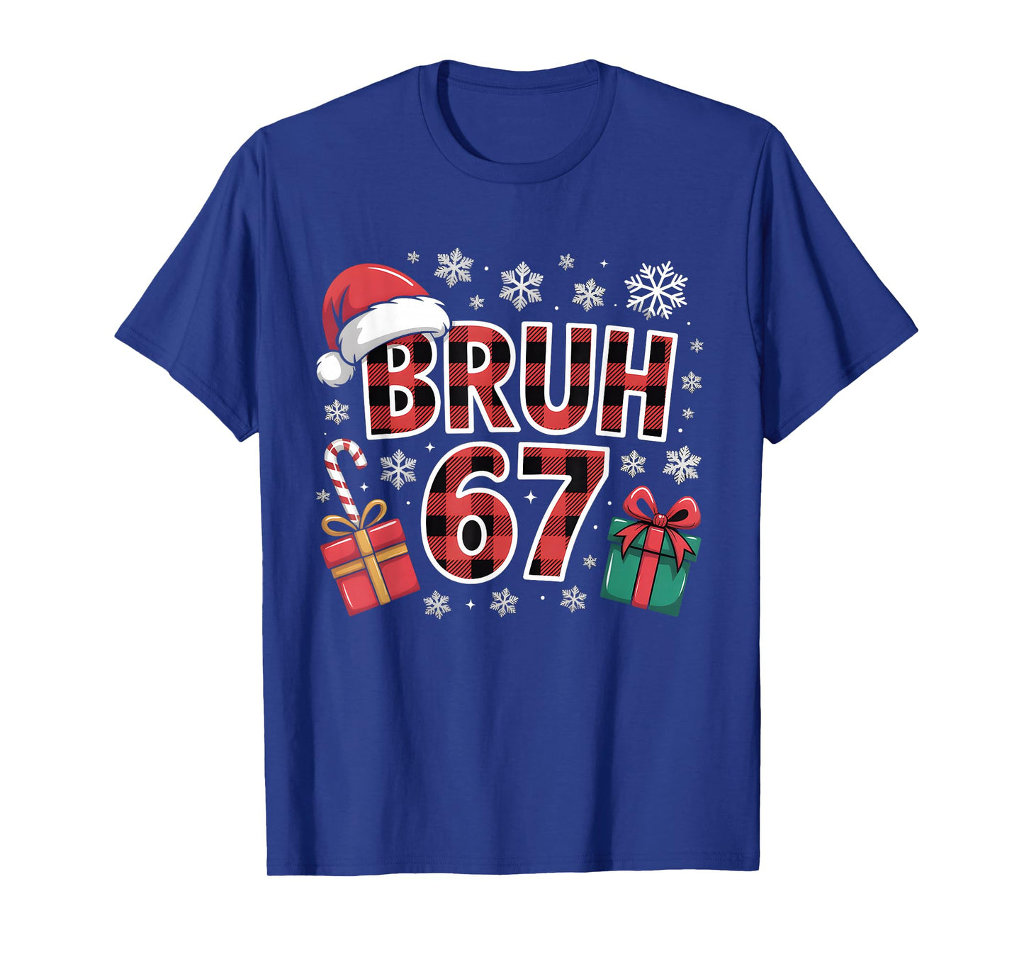Funny Bruh 67 Buffalo Plaid Christmas Six Seven Meme Teens T-Shirt