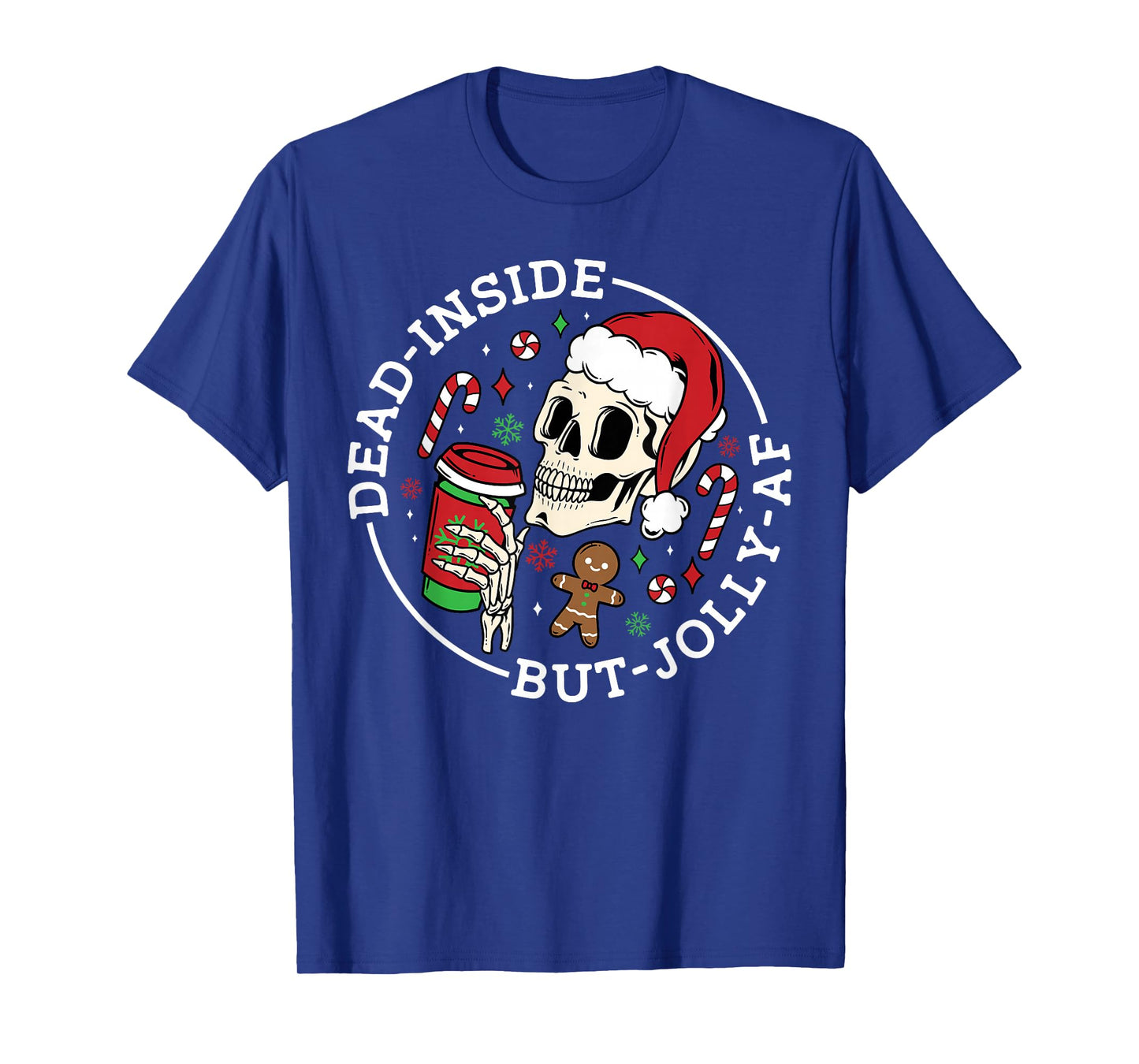 Dead Inside But Jolly AF Christmas Skeleton Santa Pajama T-Shirt