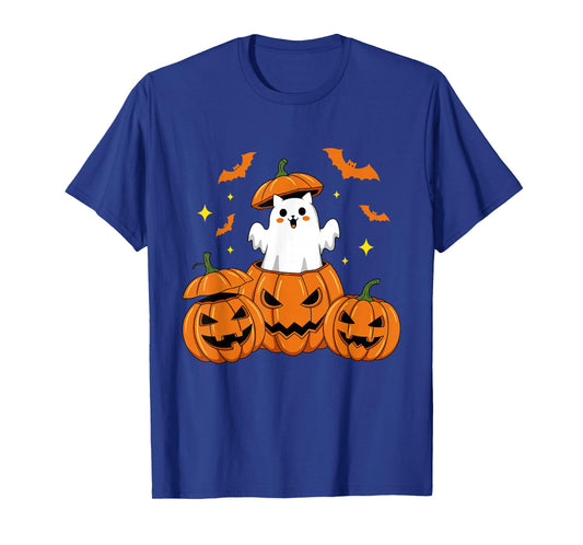 Cute Cat Pumpkin Funny Halloween Ghost Design T-Shirt