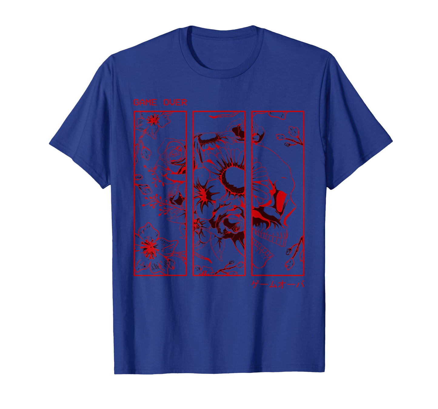Soft Grunge Aesthetic Skull Roses Japanese Game Over T-Shirt