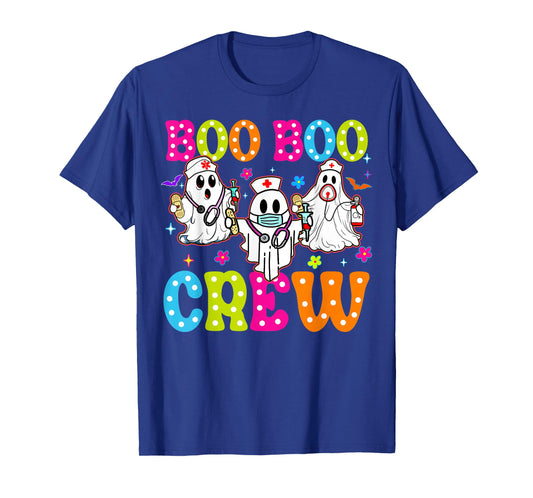 Boo Boo Crew Nurse Ghost Scrub Halloween Custom Women Men T-Shirt