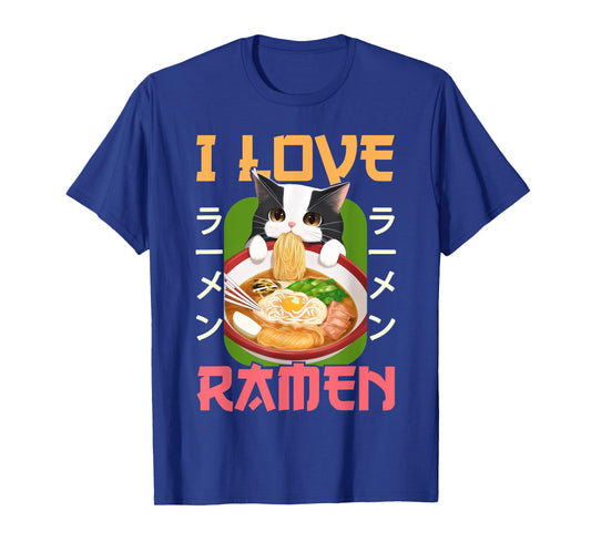 I Love Ramen Noodles Kawaii Cat Anime Otaku Teen Girl T-Shirt