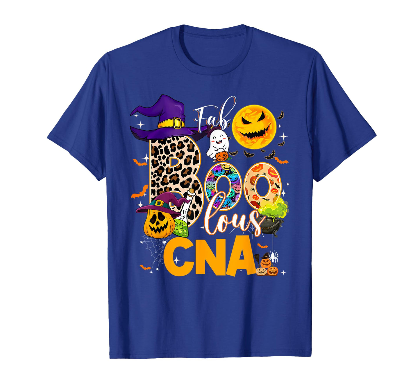 Fab Boo Lous CNA Nurse Nursing Halloween Leopard Pumpkin T-Shirt