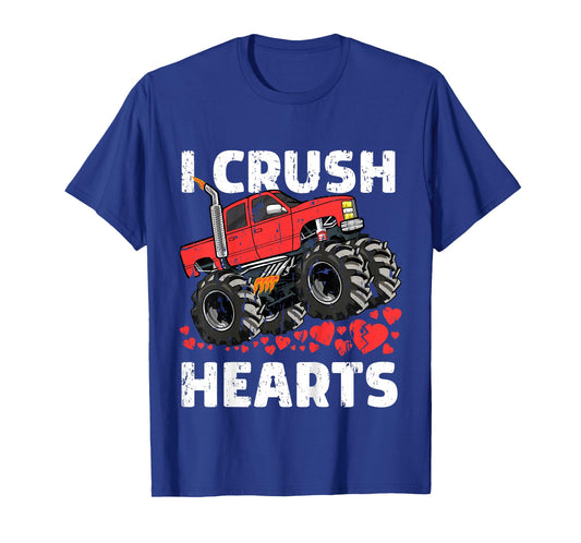 I Crush Hearts Valentines Day Monster Truck Boys Toddler T-Shirt