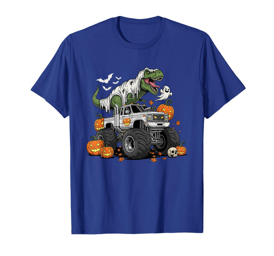 Dinosaur Riding Monster Truck T-rex Halloween Boys Kids T-Shirt