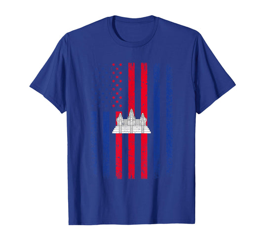 Cambodia USA Flag 4th of July American Cambodian Flag T-Shirt