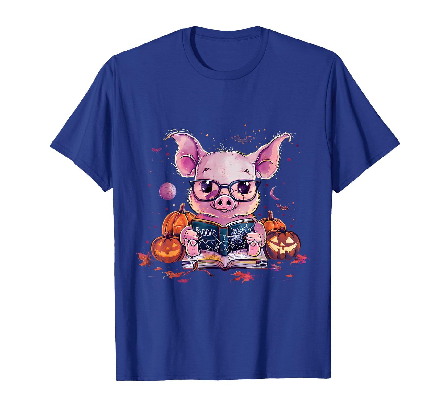 Pig Halloween Costume Pumpkin Witchcraft Book Reading T-Shirt