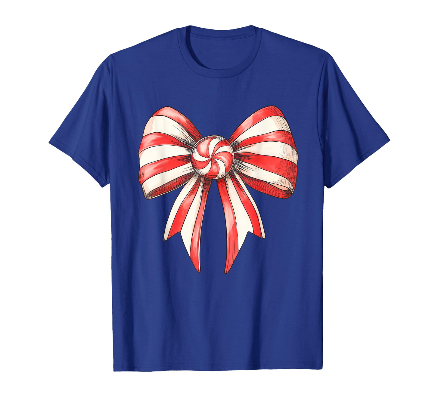 Coquette Christmas Bow Girls Women Holiday Ribbon Candy Cane T-Shirt
