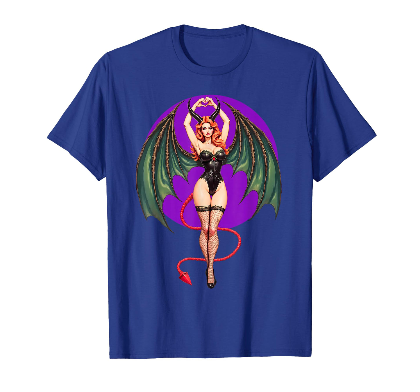 Sexy Succubus Monster Halloween Hand Heart Pin-Up Girl Devil T-Shirt