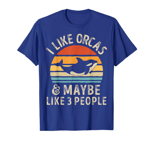 I Like Orcas and Maybe 3 People Orca Killer Whale Retro Men T-Shirt
