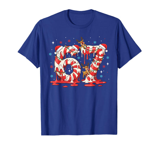 Christmas Candy Cane 67 Meme Six Seven Funny Boys Girls T-Shirt