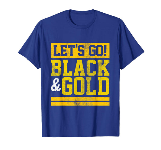 Let's Go Black & Gold Team Favorite Colors Vintage Game Day T-Shirt