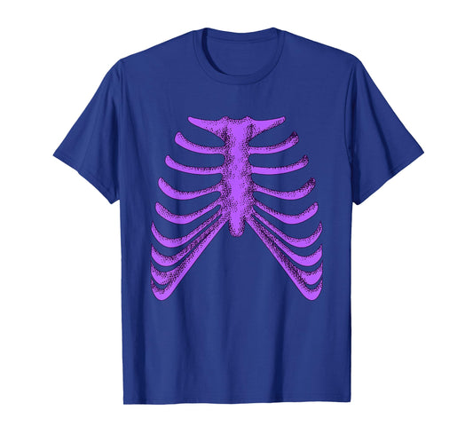 Purple Ribcage Skeleton Purple Color Graphic T-Shirt