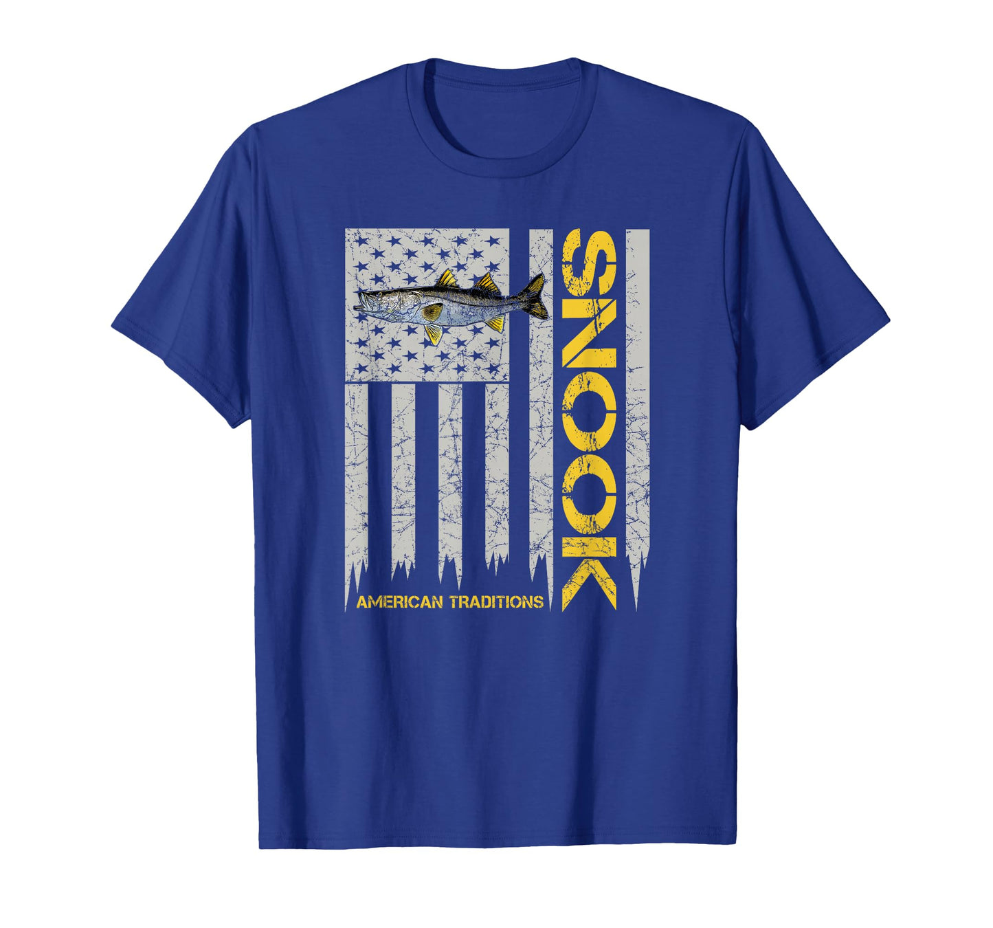 Snook Fisherman - Vintage Style American Flag Snook Art Fish T-Shirt