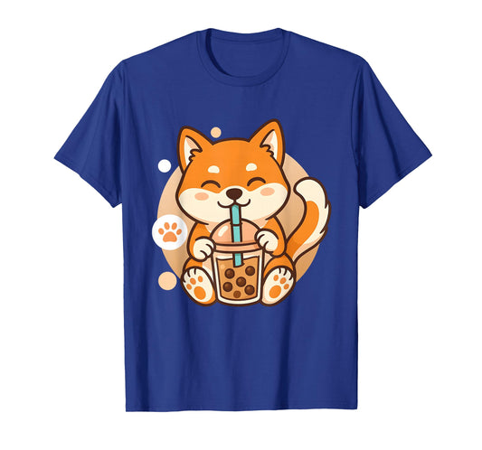 Cute Shiba Inu Dog Bubble Boba Tea Anime Kawaii Neko Gift T-Shirt