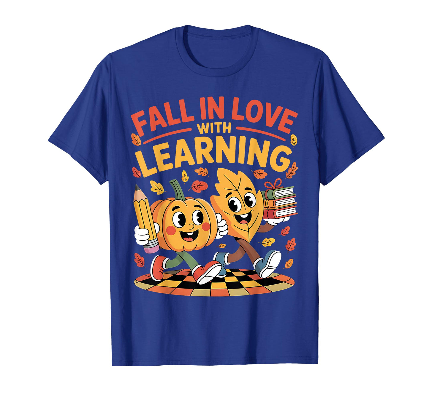 Retro Fall in Love with Learning Autumn Pumpkin Teacher T-Shirt