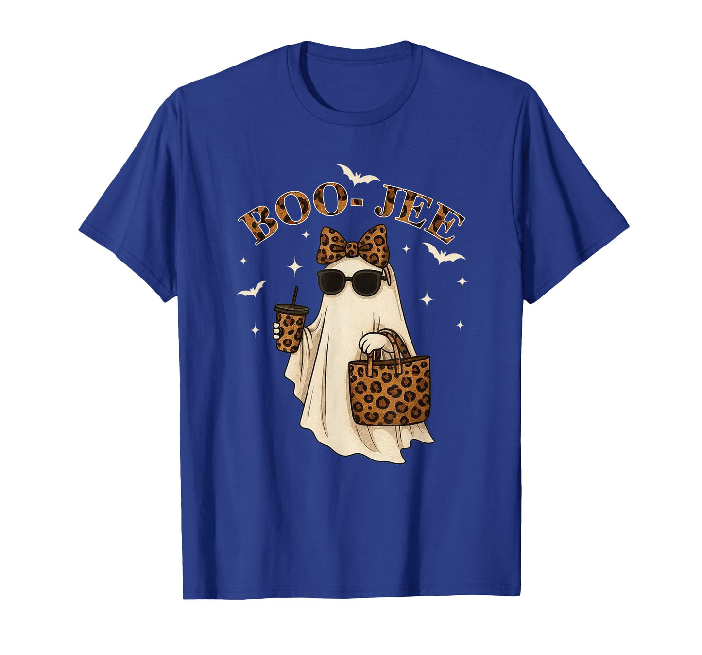 Coquette Leopard Ghost Coffee Boo JEE Halloween Boujee Ghost T-Shirt