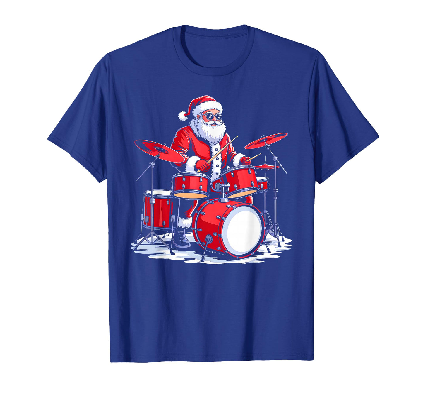 Drummer Santa Christmas Music Men Boys Funny Xmas Pajamas T-Shirt