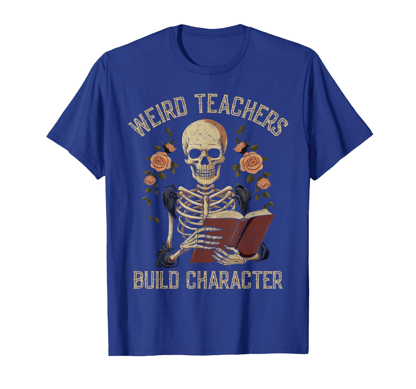 Weird Teachers Build Character Skeleton Book Halloween Women T-Shirt