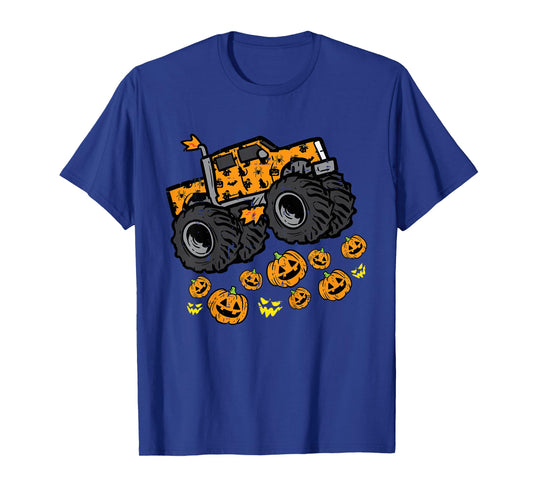 Kids Pumpkin Monster Truck Cool Halloween Costume Toddler Boys T-Shirt
