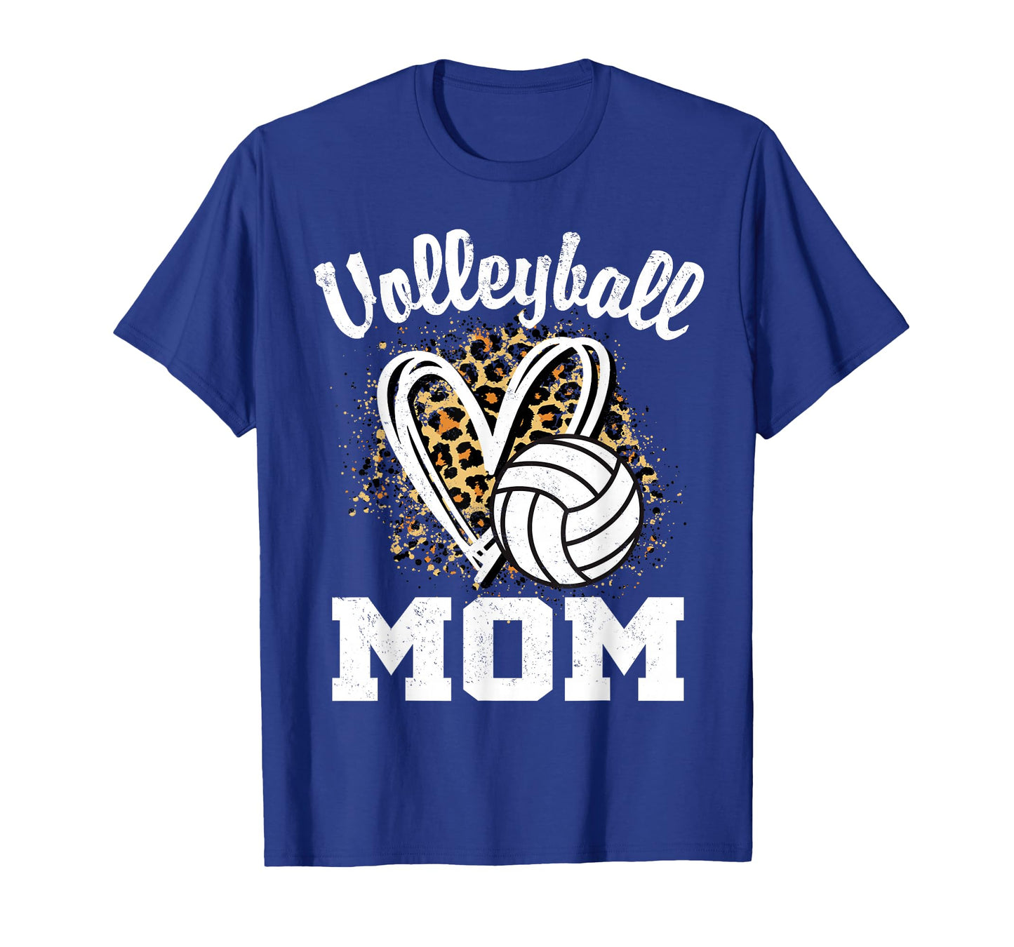 Volleyball Mom Leopard Heart T-Shirt