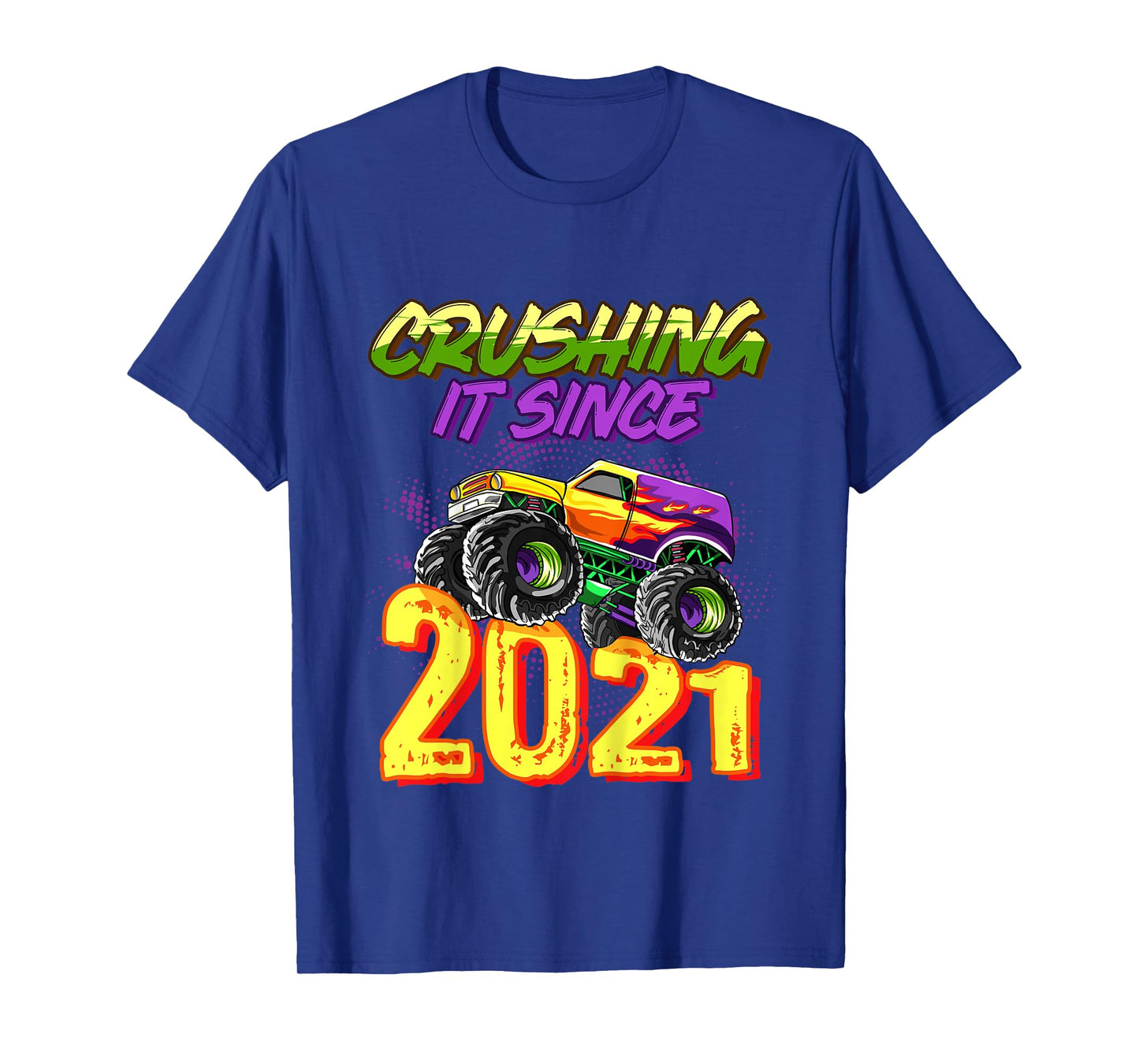 Kids Monster Truck Crushing It Since 2021 Kids Birthday Party T-Shirt