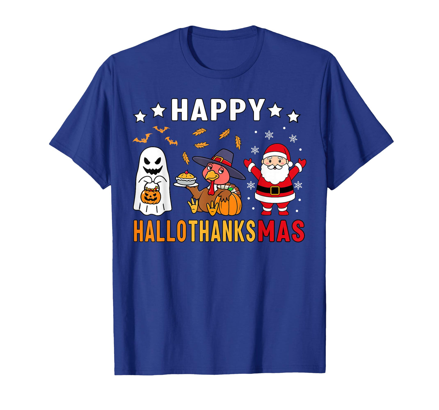 Happy Hallothanksmas Ghost Turkey Pumpkin Christmas Santa T-Shirt
