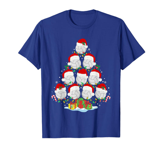 Volleyball Christmas Tree Lights Funny Xmas Girls Teen Women T-Shirt