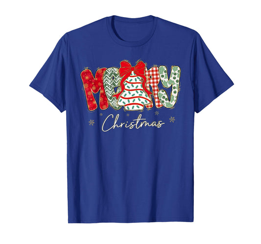 Coquette Bow Tree Cake Candy Cane Merry Christmas Girls Kids T-Shirt