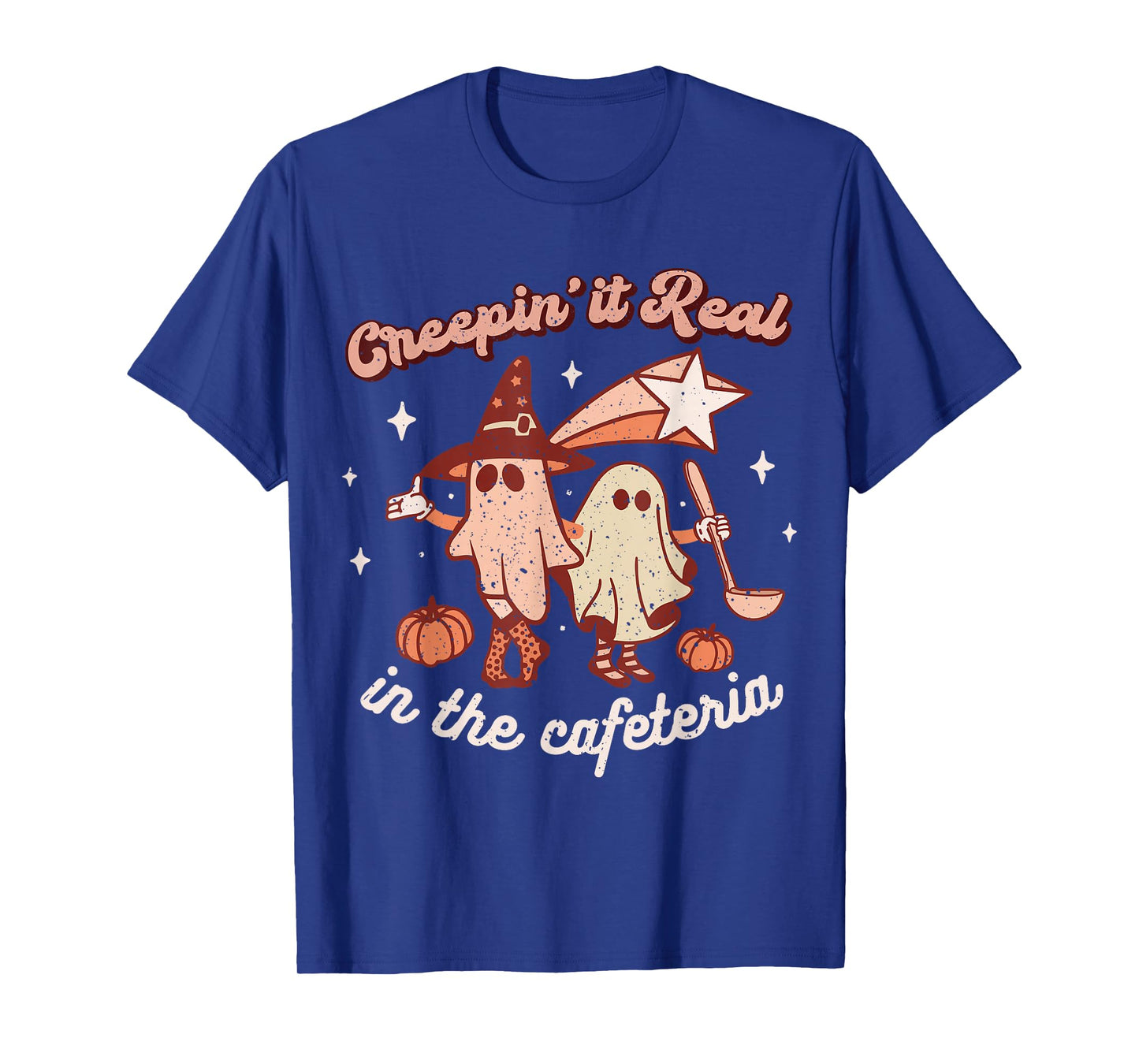 Fall Lunch Lady Retro Halloween Cafeteria Pumpkin Team T-Shirt
