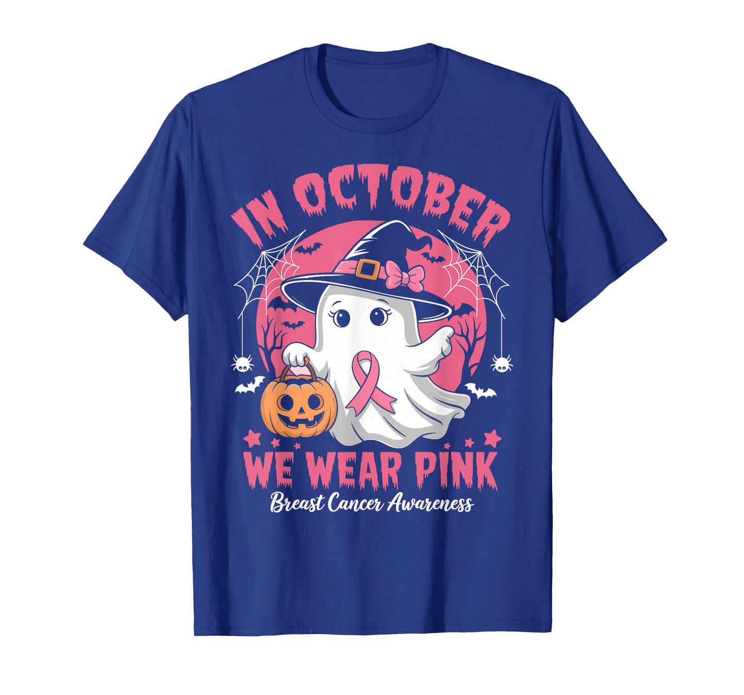 In October We Wear Pink Shirt Halloween Breast Cancer Women T-Shirt
