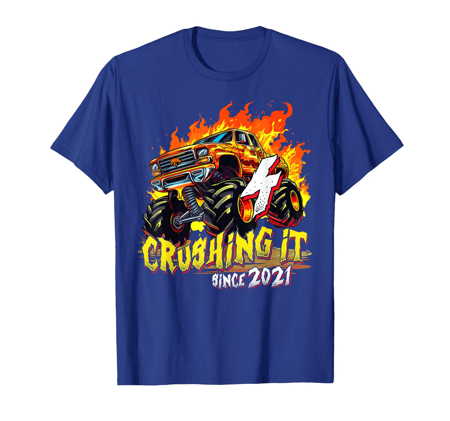 Monster Truck 4 Years Old Crushing It Since 2021 4th Bday T-Shirt