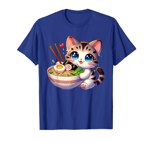 Cat Ramen Noodles Anime Kawaii Japanese Cat T-Shirt