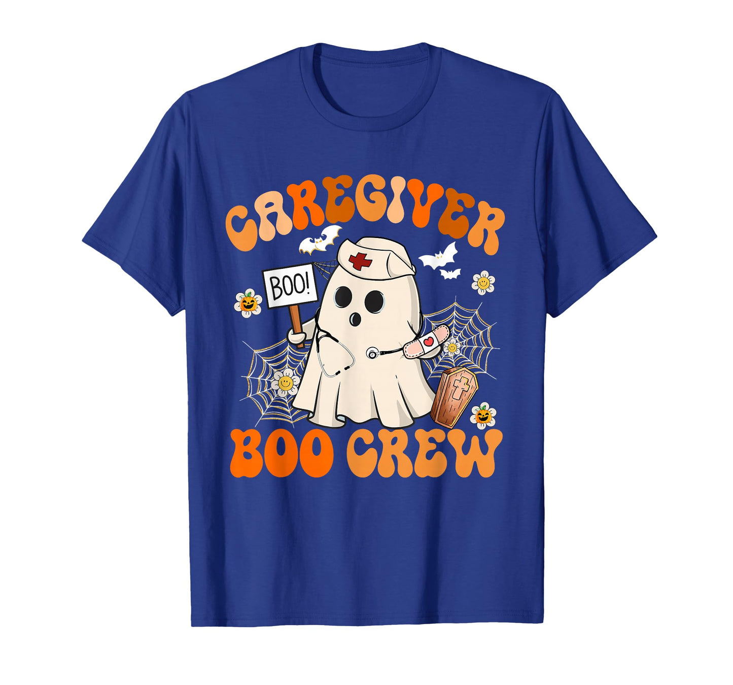 Caregiver Boo Crew Funny Ghost Halloween Costumes T-Shirt