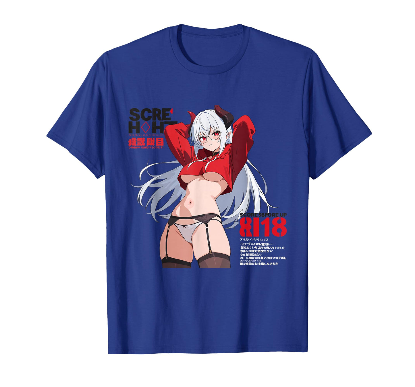 Waifu Sexy Anime Girl Glasses Horns Japanese Style T-Shirt