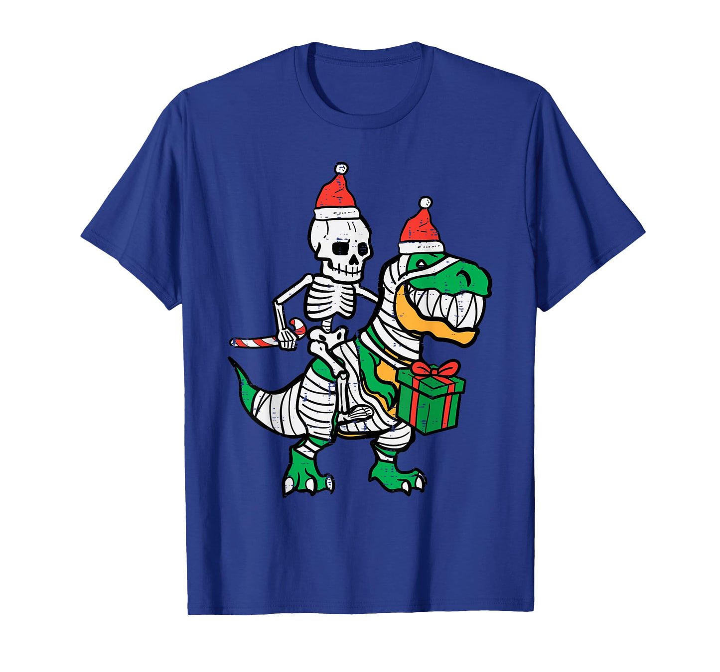 Christmas Skeleton On Trex Santa Xmas Dino Boys Kids Toddler T-Shirt