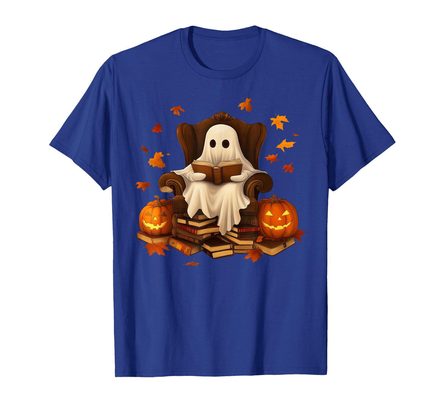 Ghost Reading Book Librarian Book Lovers Halloween Costume T-Shirt