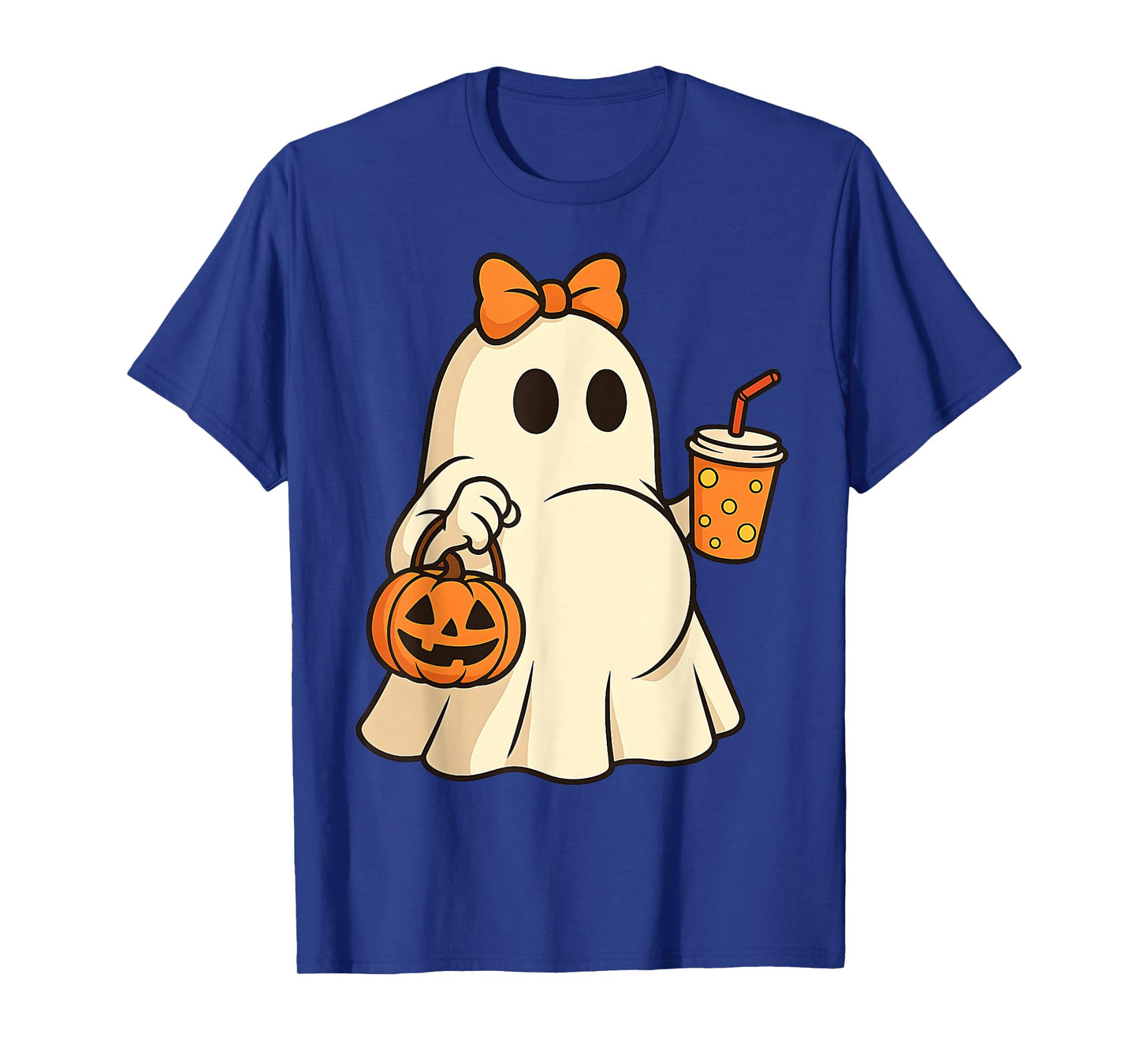 Ghost Bow Pumpkin Coffee Halloween Pregnancy Mom Mommy Dad T-Shirt