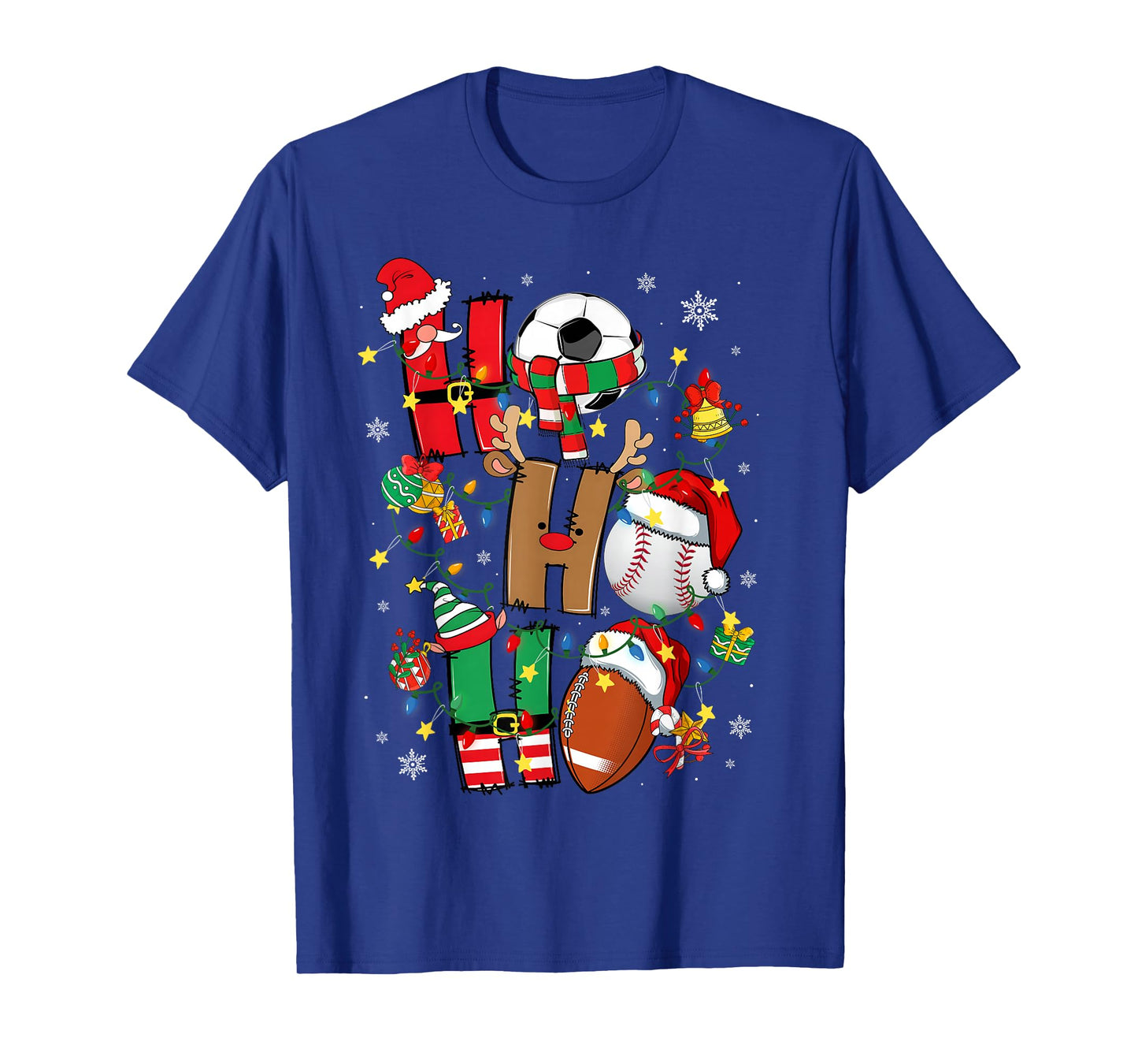 Santa Baseball Football Soccer Pajamas Ho Ho Christmas Xmas T-Shirt