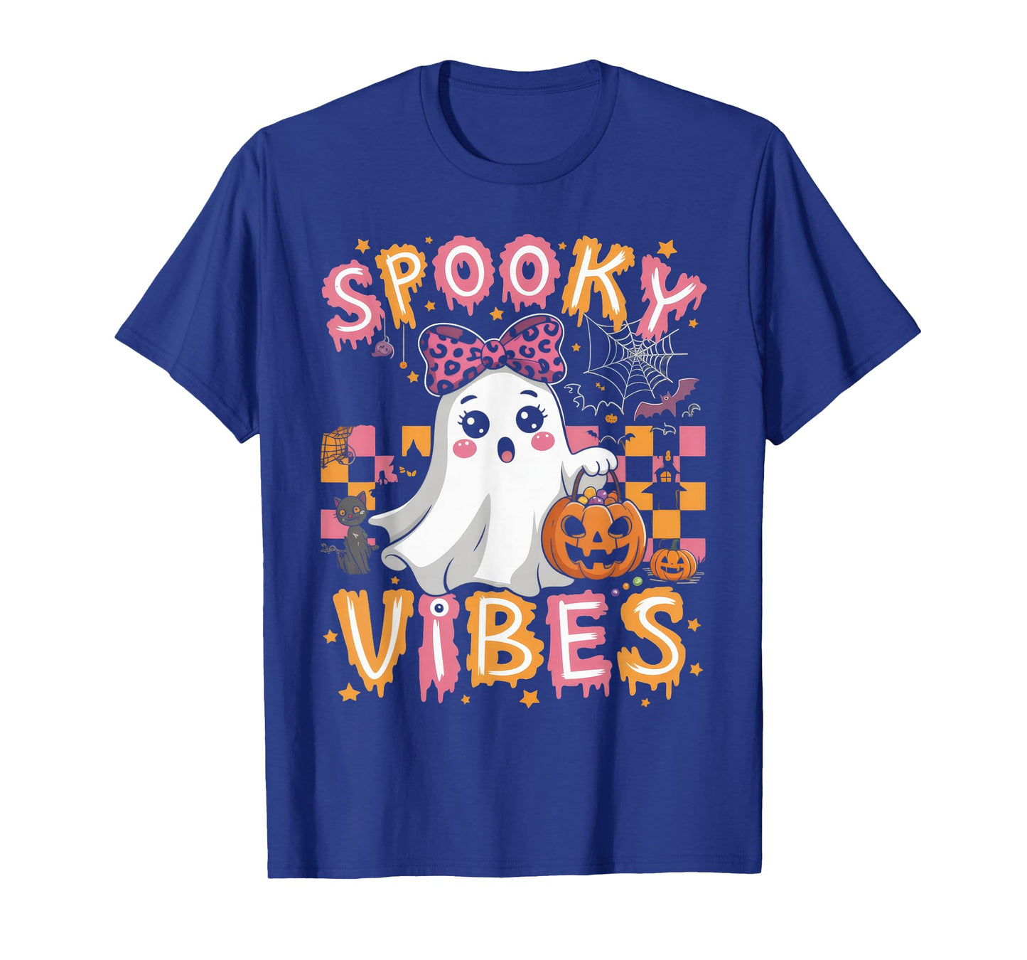 Groovy Spooky Vibes Cute Boo Ghost Halloween Costumes Girls T-Shirt