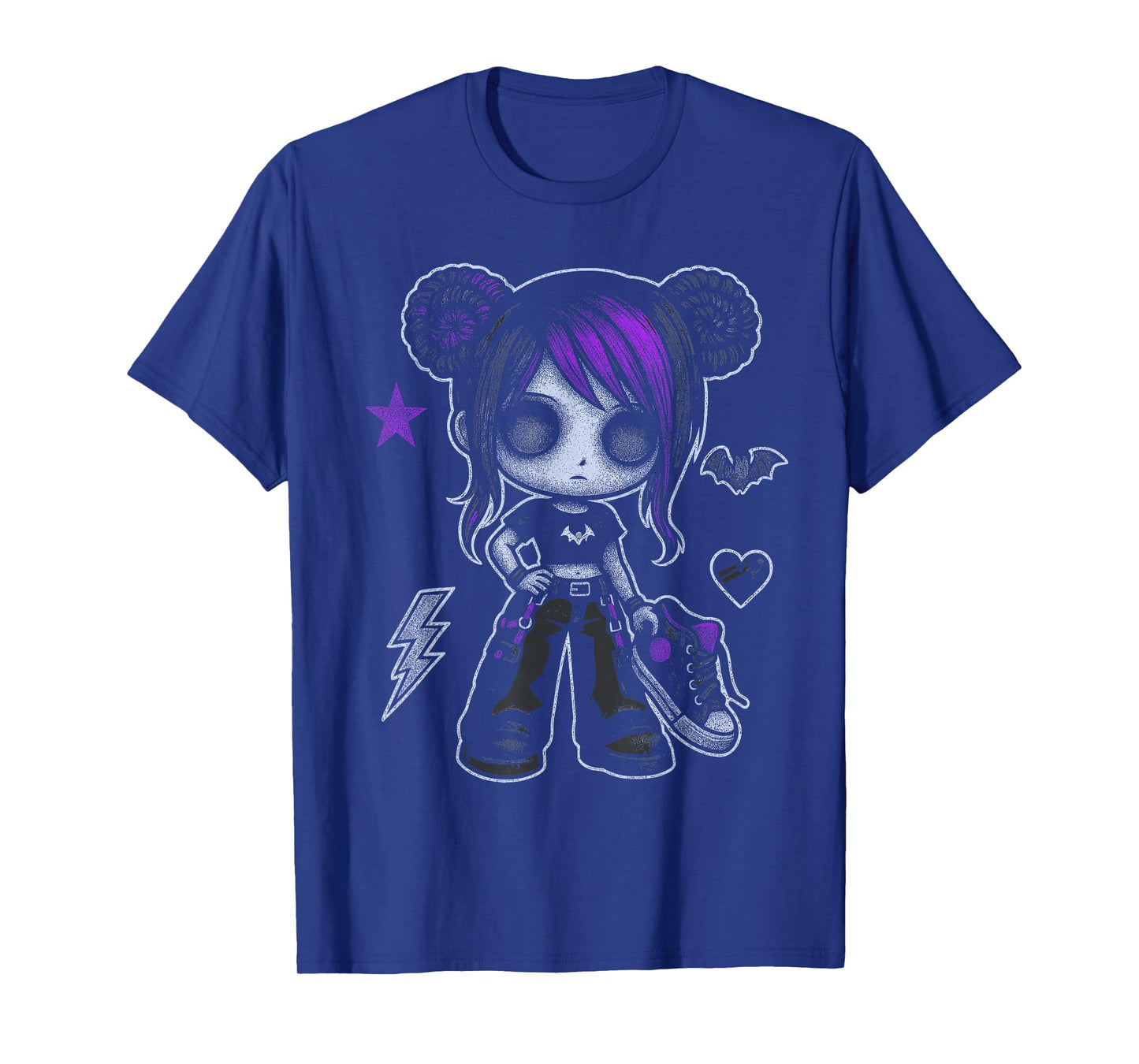 Emo Girl With Purple Highlights And Bat Goth Girl T-Shirt