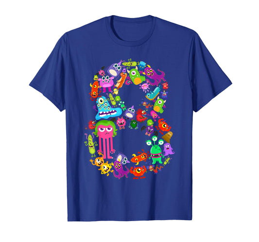 Little Monster 8 Eight YearOld Kid 8th Birthday Party Aliens T-Shirt