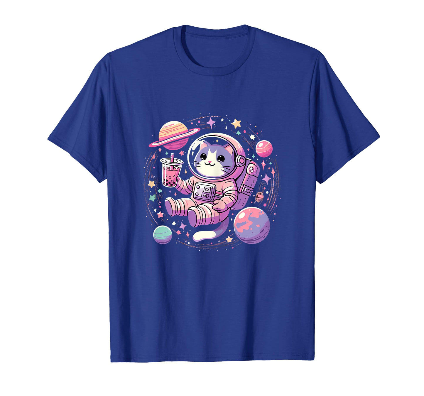 Kawaii Cat Bubble Tea Boba Tea In Space Astronaut T-Shirt