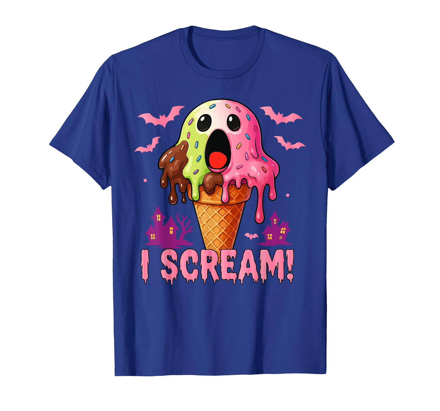 Funny Cute Ice Cream Ghost I Scream Halloween Party Costume T-Shirt