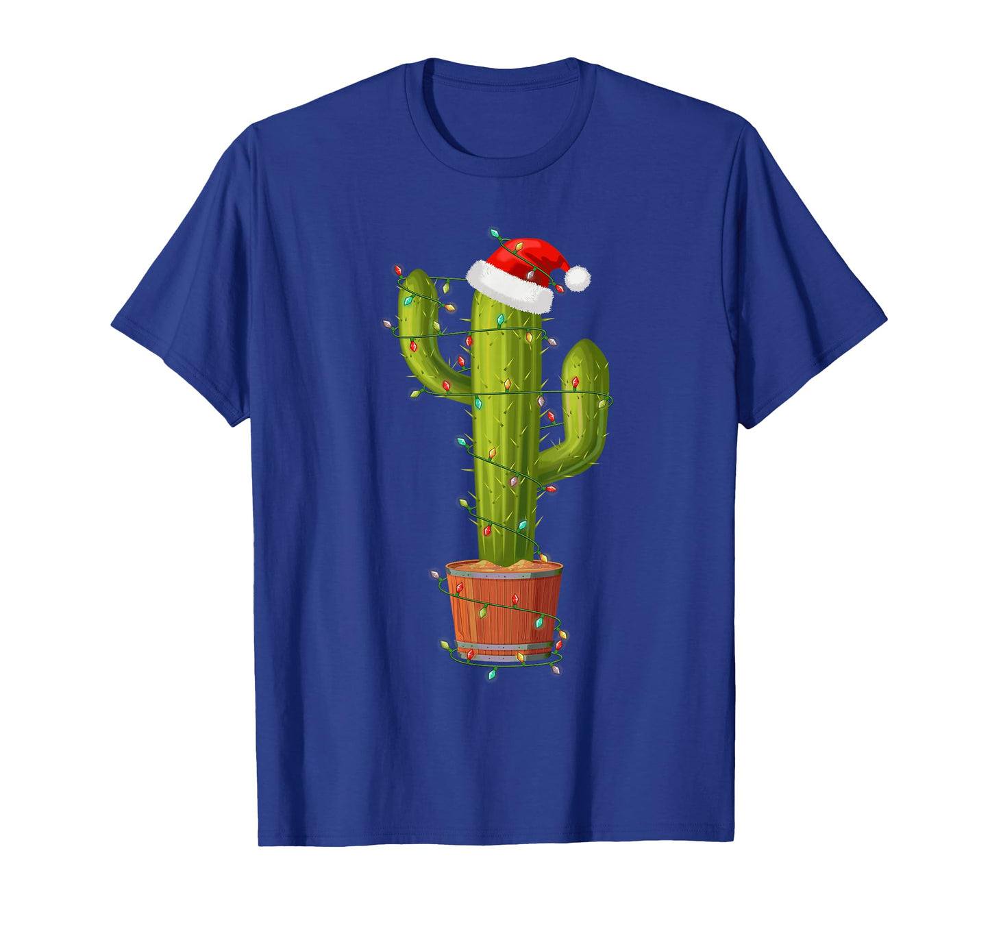 Funny Cactus Santa Hat Xmas Tree Lights Merry Christmas PJS T-Shirt
