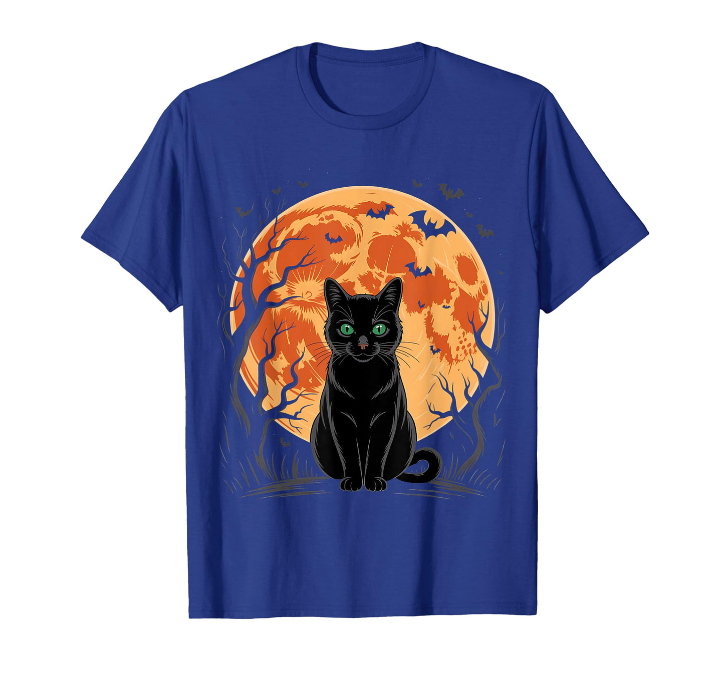 Vintage Scary Christmas Cat Costume Retro Cat Moon Black Cat T-Shirt