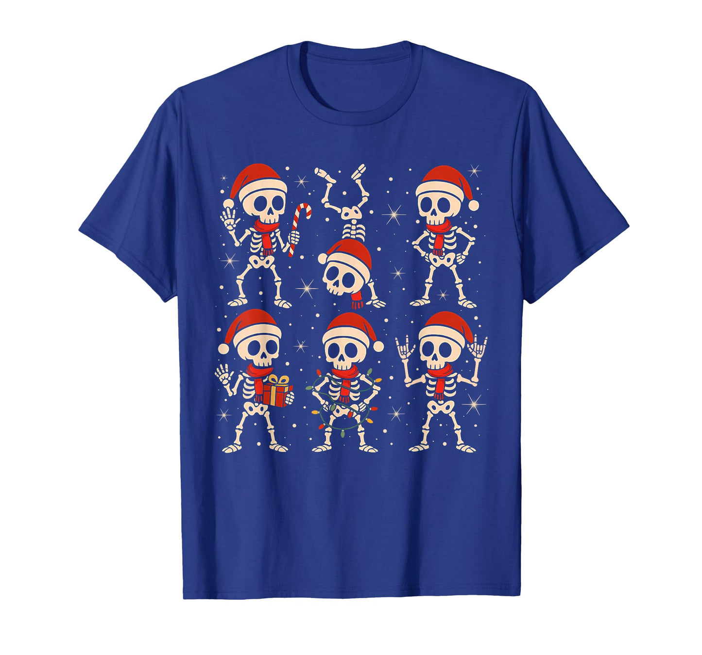 Dancing Skeletons Santa Hat Xmas Skeleton Rock On Kid Boy PJ T-Shirt